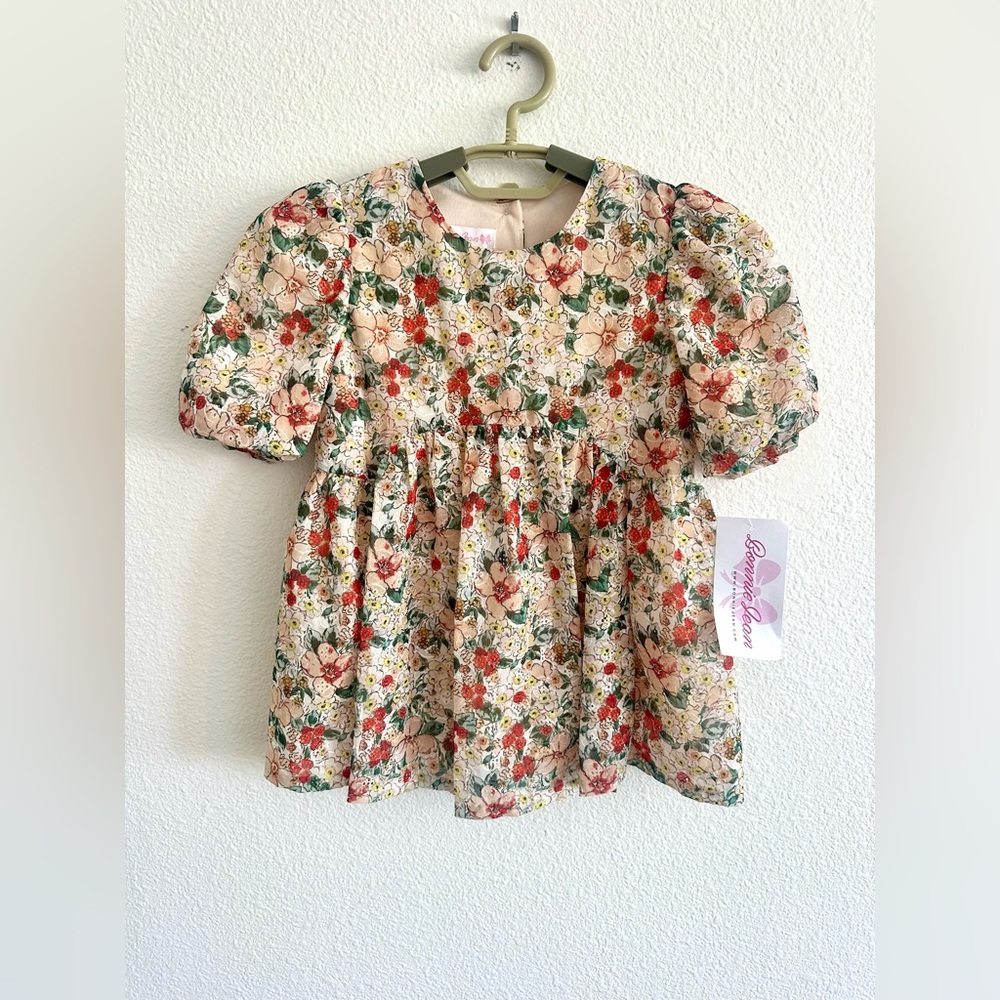 Bonnie Jean NWT Girls 6 Ivory Eyelet Floral Dress Puff Sleeve Party‎ Cottage